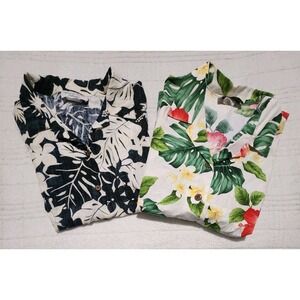 Hawaiian Reserve Lot of 2 Shirts Small Floral Rayon/Cotton Made in USA Hawaii